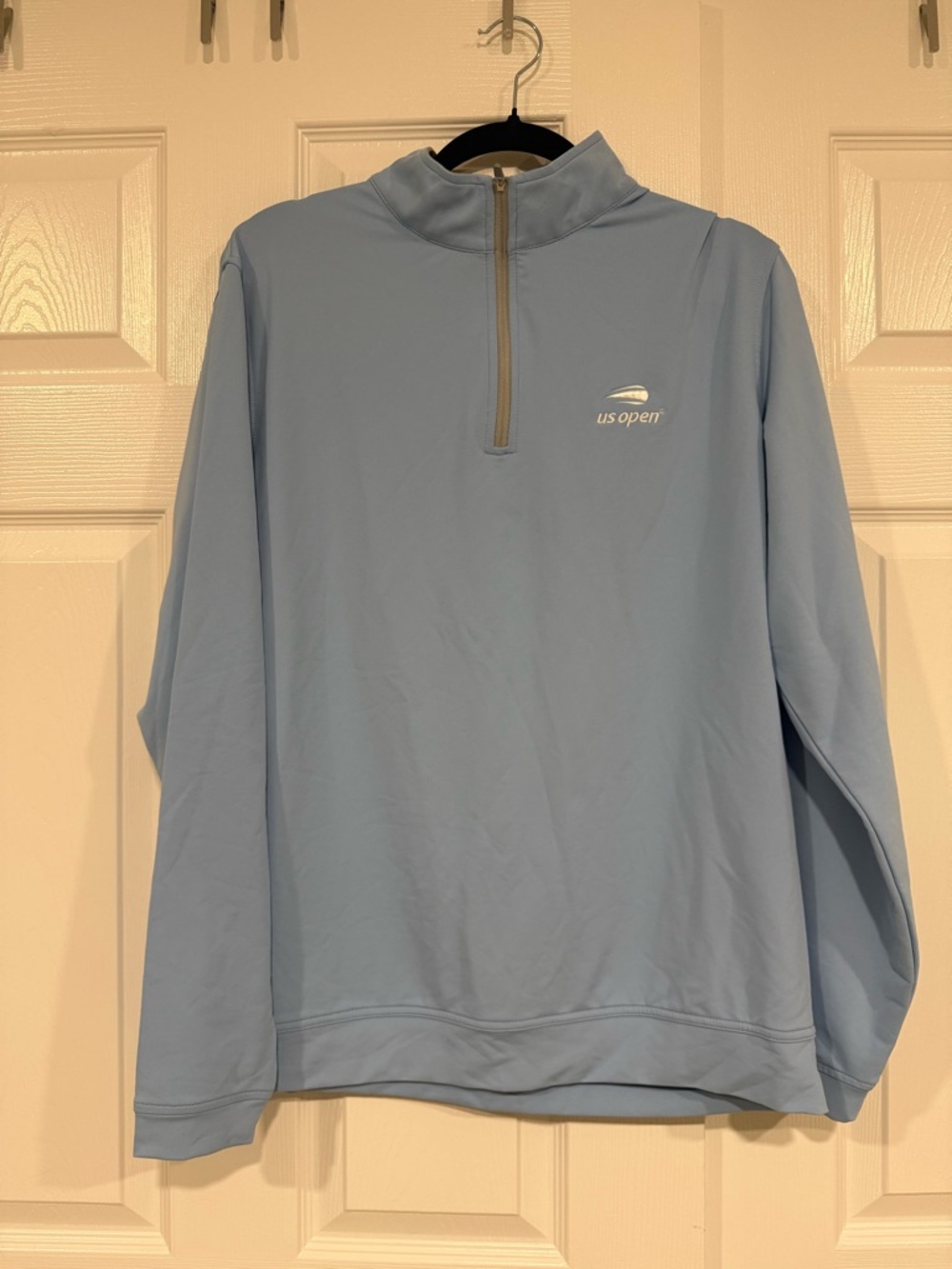 Peter Millar U.S. Open Light Blue and Gray Collared Pullover